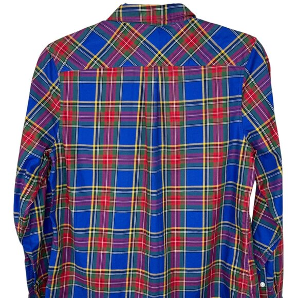 Untuckit for her Sadie blue with red & green plaid button down shirt Size 8 - Picture 8 of 11